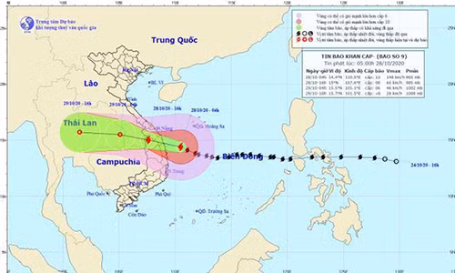 4h ngay 28/10: Bao so 9 di rat nhanh, Quang Ngai, Binh Dinh mua to, gio lon