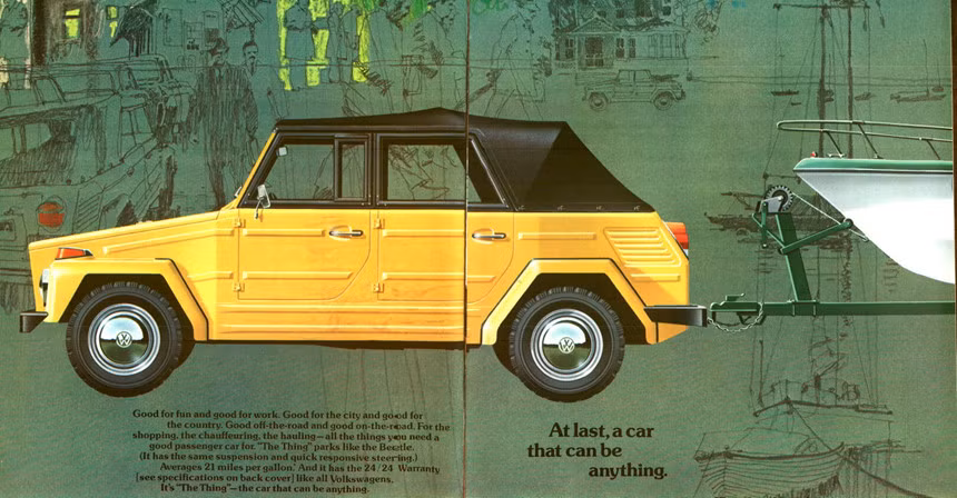 Xe chia sẻ nhiều bộ phận cơ khí với Type 1 (Beetle) và Microbus, Karman Ghia Type 1 và mẫu Kubelwagen của Volkswagen vốn sử dụng trong quân đội Đức ở Thế chiến II.