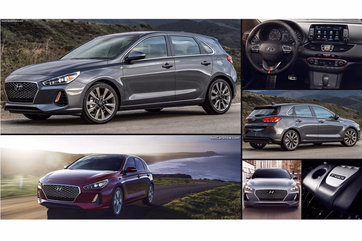 Hyundai Elantra GT 2018 dài hơn 40 mm, rộng hơn 15 mm, thấp hơn 15 mm so với thế hệ người tiền nhiệm, trong khi chiều dài cơ sở giữ nguyên.