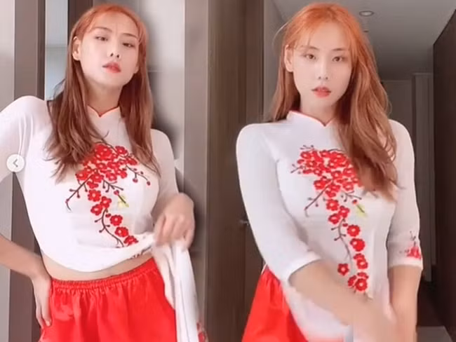 Người mẫu Jeon Boram mặc áo dài nhảy gợi cảm, tung vạt áo khó tránh khỏi những ý kiến không hay.