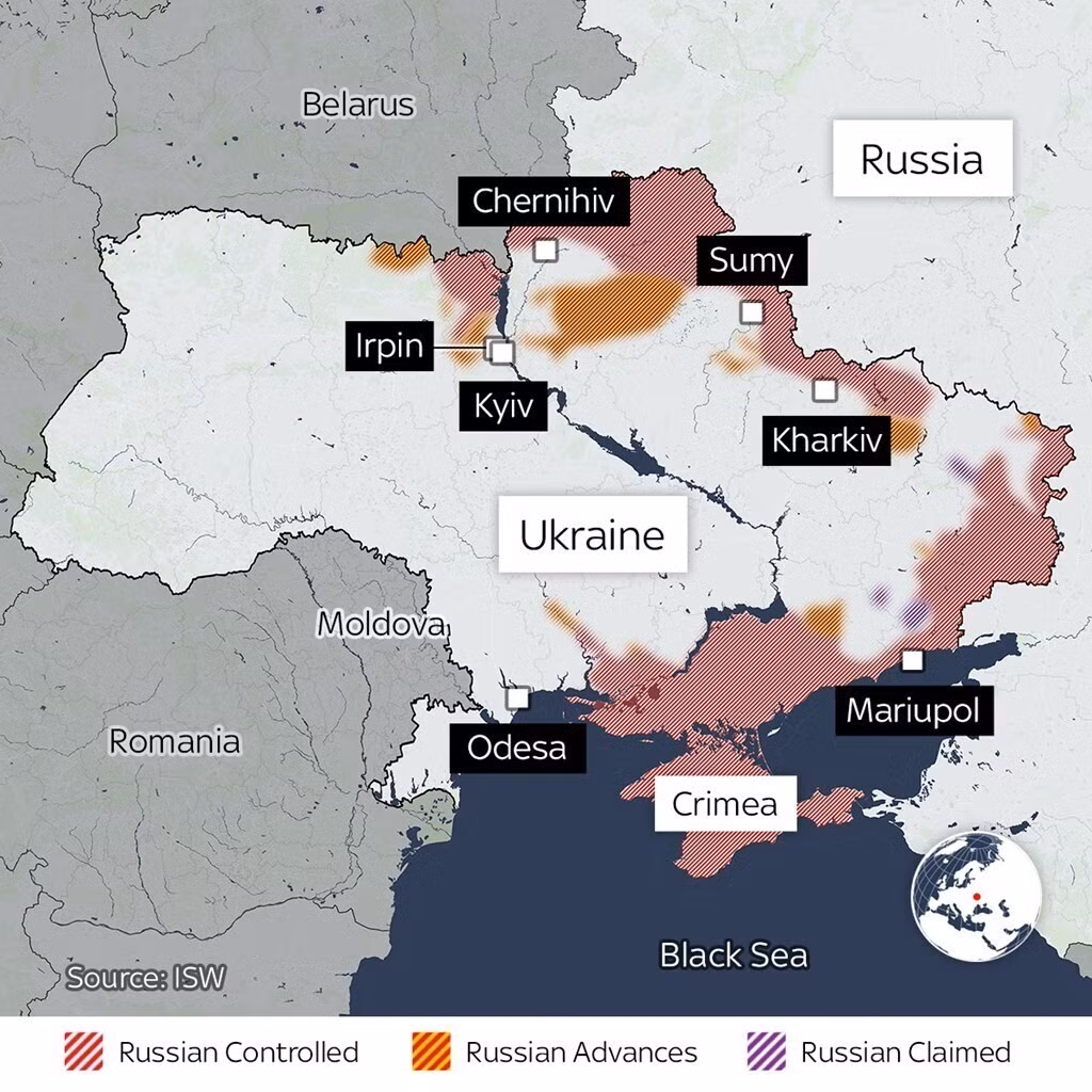  Chiến dịch quân sự đặc biệt của Nga tại Ukraine đã qua 15 ngày. Tính tới chiều tối ngày hôm qua 10/3 theo giờ địa phương, hai cánh quân Nga tại Đông Bắc và Tây Bắc Kiev đã chuẩn bị hợp vây; trong khi đó ở hướng Nam, thành phố cảng Mariupol đã bị bao vây hoàn toàn.