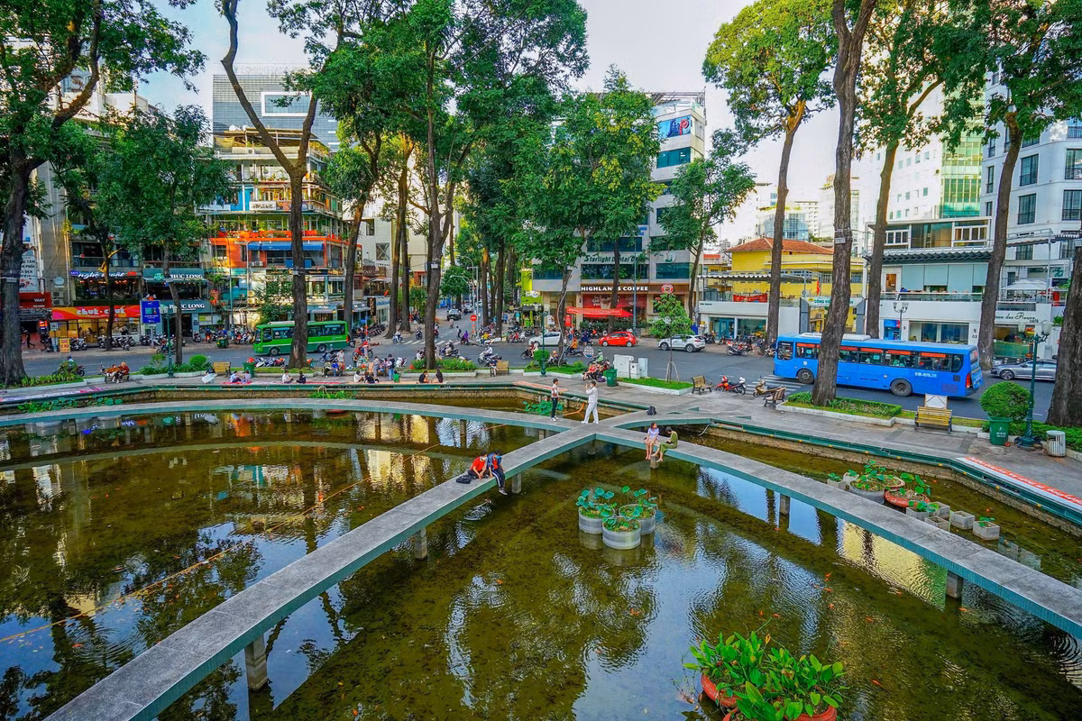 Hiện tại bên trong khu vực hồ nước tại công viên Hồ Con Rùa có 22 cây Sao đen, mảng xanh chủ yếu là cỏ xung quanh gốc cây cùng một số chậu thủy sinh đặt trong hồ, thế nhưng nhiều cây đang có dấu hiệu chuyển sang màu vàng úa.