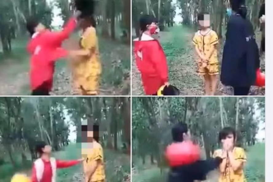 Mot nu hoc sinh bi dap non bao hiem vao dau vi xich mich tren mang xa hoi