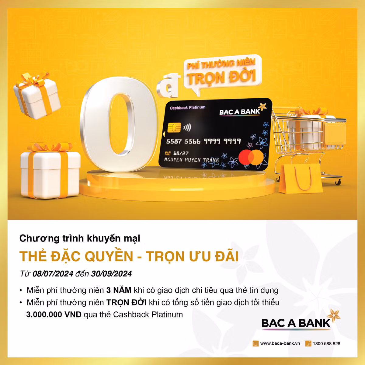BAC A BANK mien phi thuong nien tron doi cho chu the tin dung