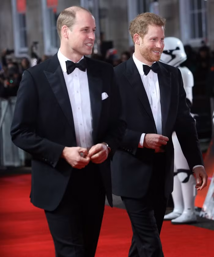Bộ tuxedo được Hoàng tử William-Harry chọn khi tới dự buổi công chiếu bộ phim "Star Wars: The Last Jedi" năm 2017.