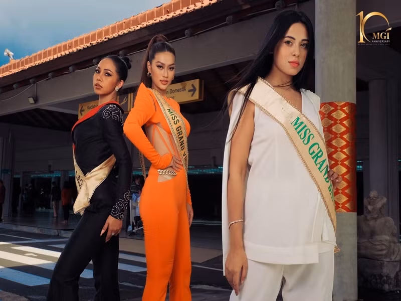 Trong ngày đầu tiên nhập cuộc, Hoa hậu Thiên Ân diện trang phục tông màu cam nổi bật. Ảnh: Miss Grand International