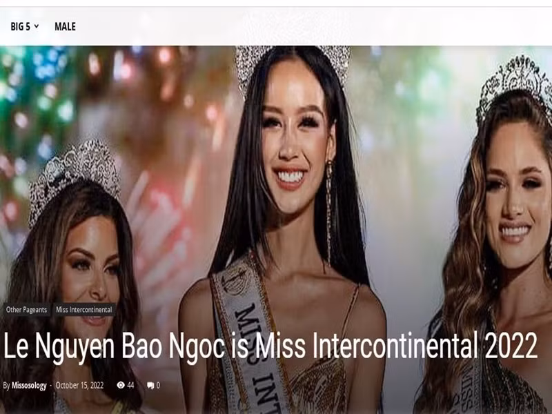 Chuyên trang sắc đẹp quốc tế Missosology đăng tải bài viết Bảo Ngọc là mỹ nhân Việt đầu tiên đăng quang Hoa hậu Liên lục địa. Cô 21 tuổi, đến từ Cần Thơ. Ảnh chụp màn hình