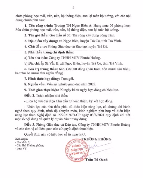 Phước Hoàng 1 ngày trúng 2 gói thầu của Phòng GD&ĐT huyện Trà Cú - Hình 2 Phuoc Hoang 1 ngay trung 2 goi thau cua Phong GD&DT huyen Tra Cu-Hinh-2