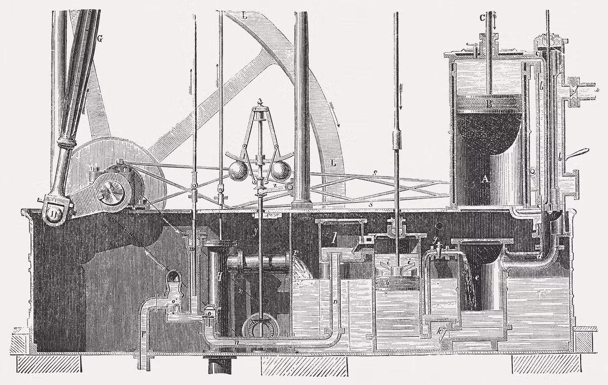 Sáng kiến của James Watt về việc thêm một bộ ngưng tụ riêng biệt đã cải thiện đáng kể hiệu suất của động cơ hơi nước, đặc biệt là giúp tổn thất nhiệt tiềm ẩn. Động cơ mới của ông đã rất phổ biến và được lắp đặt trong các mỏ và nhà máy trên toàn thế giới. Ảnh: @HowStuffWorks.