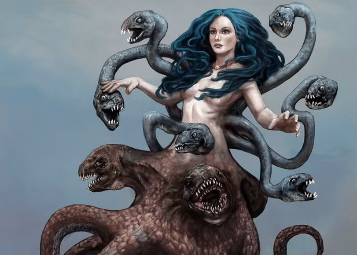 Scylla là một trong những sinh vật đáng sợ nhất được nhắc đến trong "The Odyssey" của Homer, và được mô tả là không thể giết được và khủng khiếp đến mức ngay cả các vị thần cũng phải sợ cô ta. Ảnh: @mythologysource.