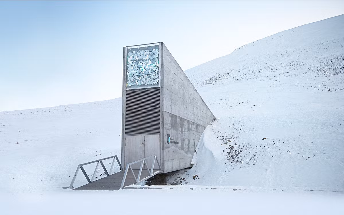 Kho hạt giống toàn cầu Svalbard làm gợi nhớ đến bộ phim Hollywood nổi tiếng năm 2012, trong đó nhân loại sống sót sau ngày tận thế, bằng cách leo lên một nhóm tàu. Ảnh: @Crop Trust.