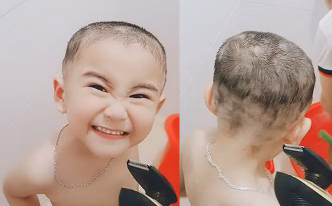 Mái tóc nham nhở, không đồng đều là kết quả thường thấy của bố mẹ khi cắt tóc cho con.