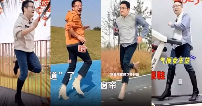 Khi cac nam nguoi mau mac do lot nu, di giay cao got-Hinh-2