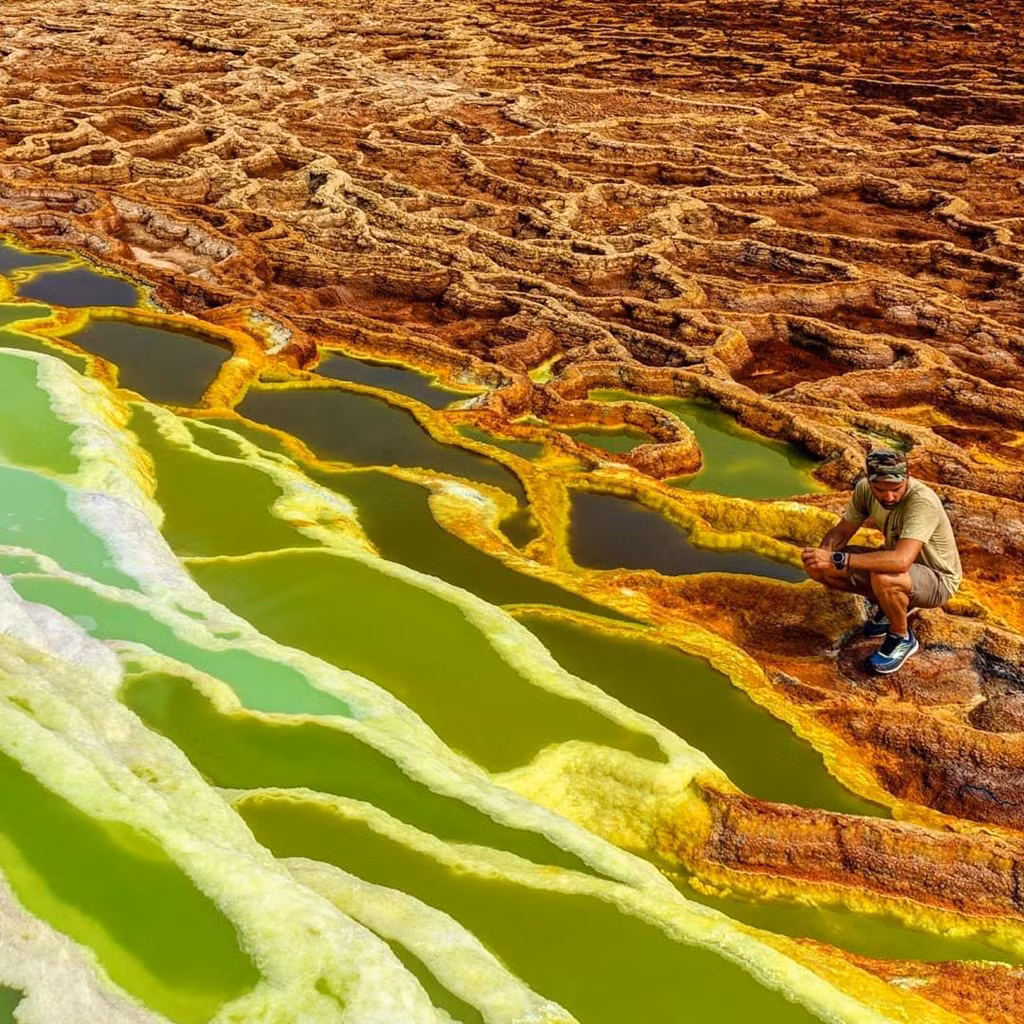 Tuy khí hậu khắc nghiệt và địa hình hiểm trở, "địa ngục" Dallol vẫn là nơi người dân Afar kiếm kế sinh nhai bằng cách khai thác muối.