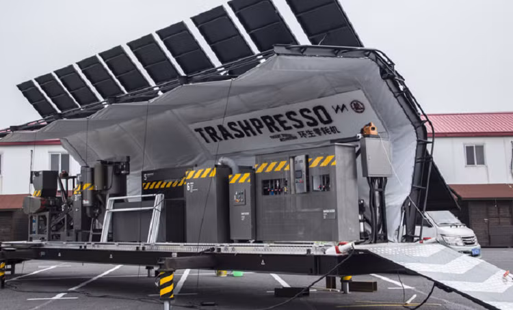 May xu ly rac Trashpresso chay nang luong mat troi