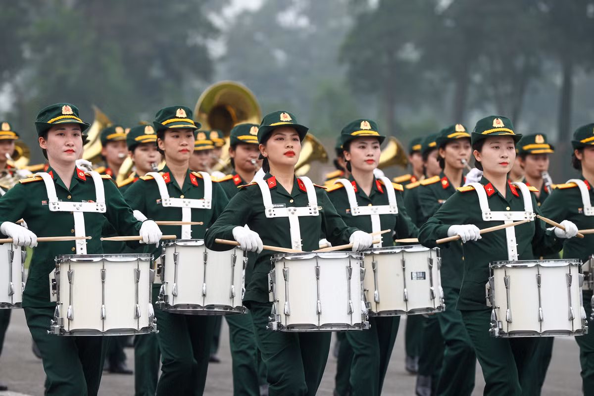 Những điều thú vị của khối nữ Quân nhạc lần đầu tham gia diễu binh Nhung dieu thu vi cua khoi nu Quan nhac lan dau tham gia dieu binh