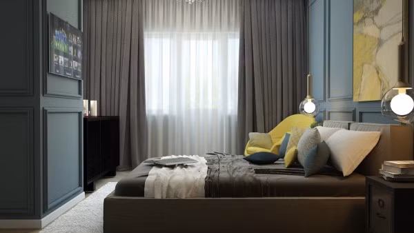 Việc sử dụng rèm cửa với chất liệu vải dày để ngăn chặn không khí lạnh từ bên ngoài xâm nhập vào căn phòng cũng như tránh việc thoát nhiệt từ trong phòng ngủ ra ngoài.