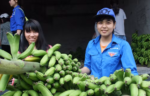 Dù rất mệt nhưng Lê luôn nở nụ cười thân thiện trên môi.
