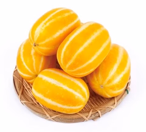 Dưa lê Hàn Quốc có hình bầu dục, cầm rất chắc tay, trọng lượng trung bình từ 200-250 gram/quả. Thịt dưa có vị ngọt tự nhiên, vị giòn, hạt nhỏ màu trắng. Dịp gần Tết, dưa lê Hàn Quốc được nhiều người tìm mua, nhiều nơi hết hàng, giá dưa khoảng 300.000 đồng/kg. Ảnh: Nongsantuoingon.