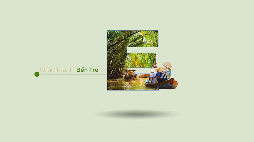 Tỉnh Bến Tre nổi tiếng là miền sông nước, trồng nhiều loại dừa.