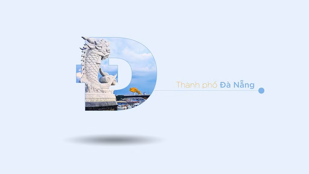 Thành phố Đà Nẵng được tái hiện sinh động bên trong chữ "Đ".
