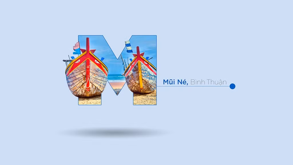 Mũi Né với những đoàn thuyền đánh cá nhiều màu sắc nổi bật.