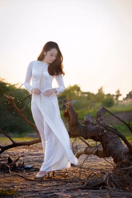 Hình ảnh duyên dáng trong tà áo dài của cô thiếu nữ Viêng Chăn nhận được rất nhiều sự quan tâm của người xem.