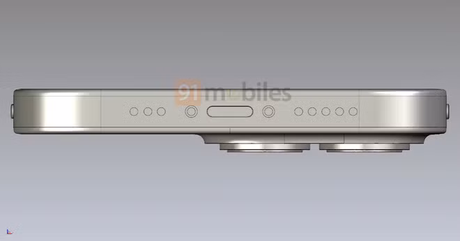 Ở cạnh dưới của iPhone 14 Pro là hệ thống loa, micro và cổng kết nối Lightning.