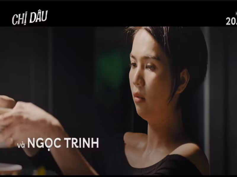 Trong phim Chị dâu dự kiến ra mắt vào ngày 20/12/2024, Ngọc Trinh vào vai Út Như. Ảnh: Youtube CGV Cinemas Vietnam.