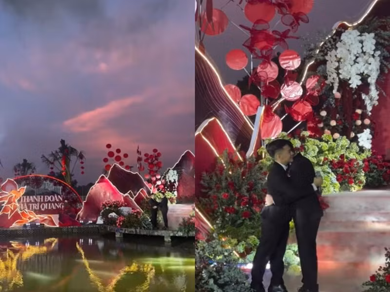 Hà Trí Quang và bạn đời mạnh tay đầu tư cho đám cưới ở Đồng Tháp. Ảnh: Người Đưa Tin.