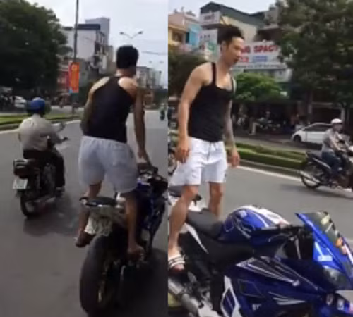 CSGT Hà Nọi dang xác minh dan choi “dien xiec” tren mo to