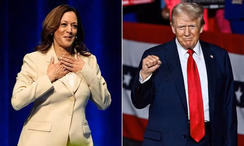 Khao sat moi: Ba Harris dan truoc ong Trump o 3 bang chien dia