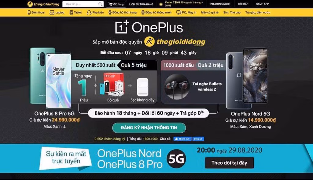Trên đó là tất cả những món quà tặng người dùng sẽ được nhận nếu đặt hàng trước OnePlus 8 Pro 5G tại Thế Giới Di Động.