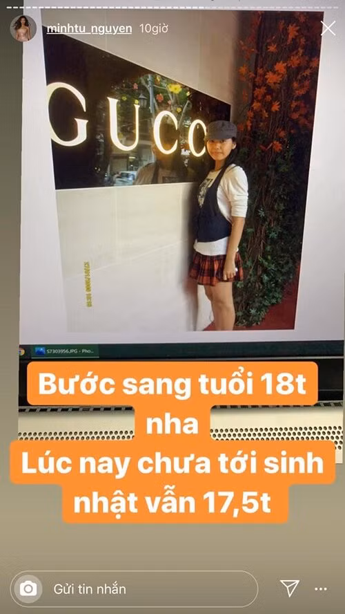 Thời 17, 18 tuổi, Minh Tú đã để lộ nhan sắc xinh xắn, nước da hơi nâu và chiều cao khác biệt so với các bạn.