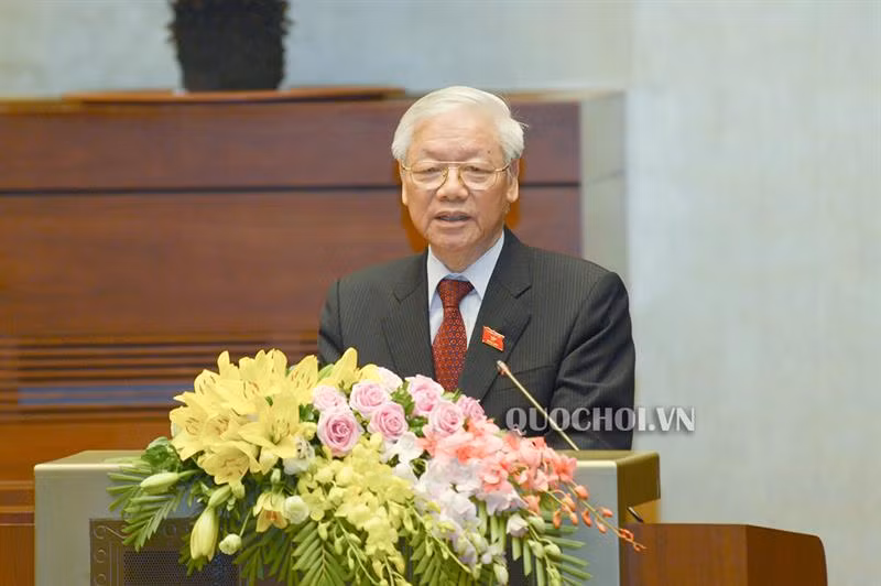 Chủ tịch nước phát biểu sau lễ tuyên thệ nhậm chức. Ảnh: Quochoi.vn