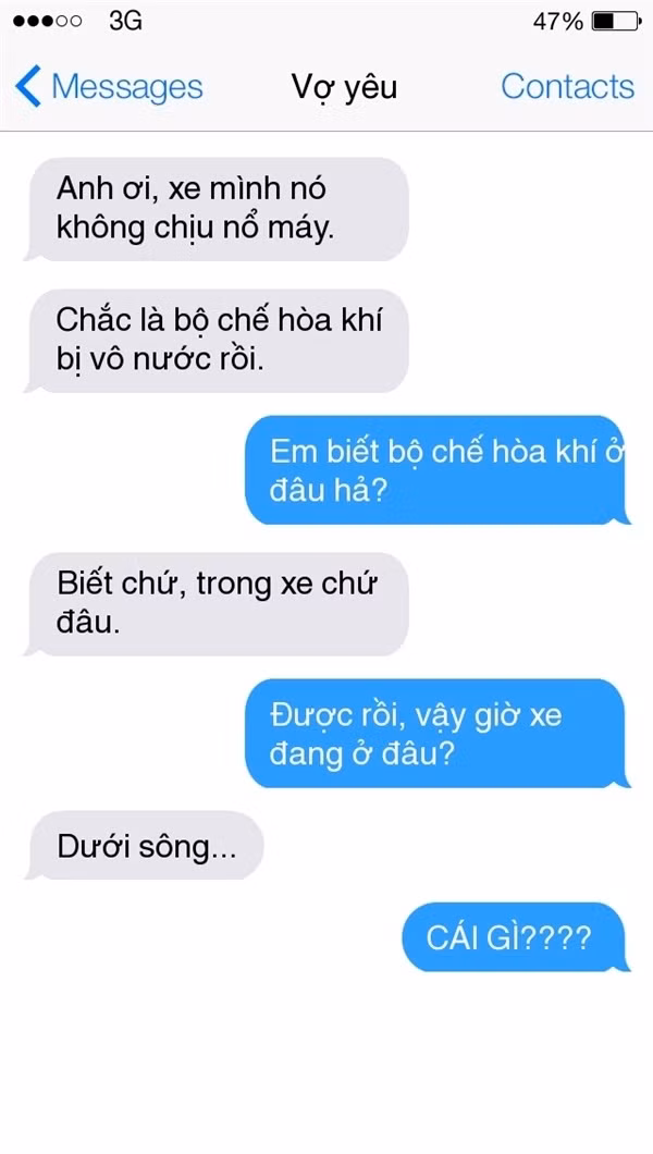 Đọc tin nhắn này chắc hẳn những ông chồng phải giật mình thon thót khi cô vợ cho đi hết từ bất ngờ này tới bất ngờ khác.