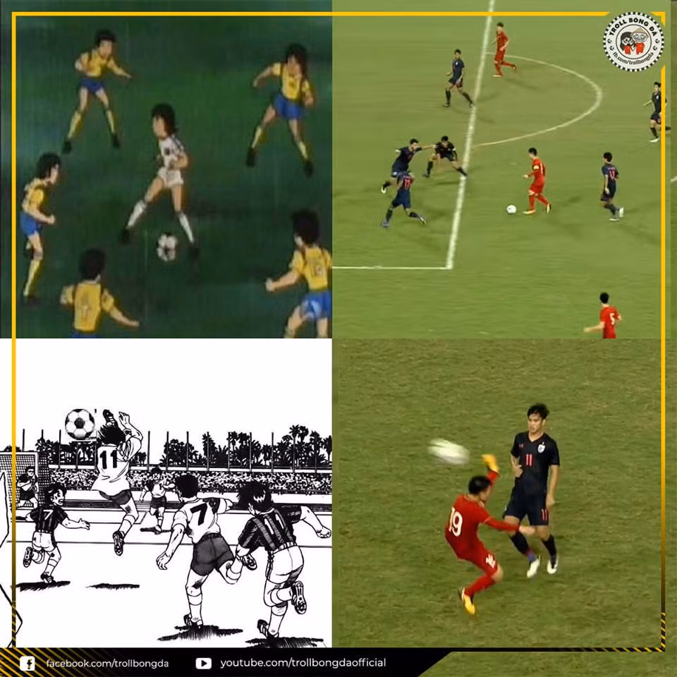 Pha phá bóng của Quang Hải dẫn tới bàn thắng của Đức Chinh chẳng kém gì trong truyện tranh Subasa nổi tiếng của Nhật Bản.