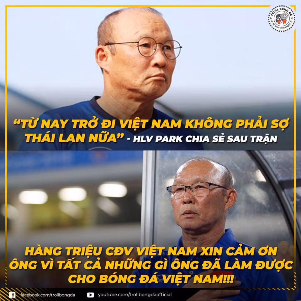 Sau chiến thắng của U23 Việt Nam trước Thái Lan, HLV Park Hang-seo cho biết, đã hết thời Việt Nam sợ Thái Lan rồi.
