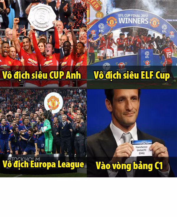 Cú ăn ba trong mùa giải 2016/2017 của M.U đã giúp họ có tấm vé vào vòng bảng UEFA Champions League mà không phải cạnh tranh quá nhiều ở top 4 giải Ngoại hạng Anh.