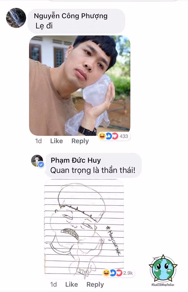 Bức tranh tả thực của Đức Huy về Công Phượng khiến các fan của chàng trai này phải ôm bụng cười.