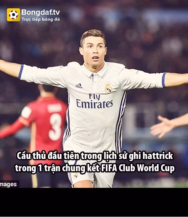 Ronaldo là cầu thủ đầu tiên có được cú hat-trick trong trận chung kết FIFA Club World Cup.