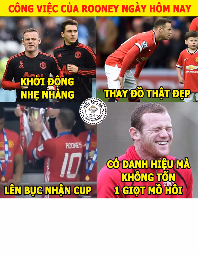 Nếu như các đồng đội mất hàng lít mồ hôi để chiến đấu cho danh hiệu thì đội trưởng của MU là Rooney không phải làm gì vẫn có chức vô địch.