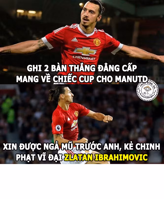  Ảnh chế bóng đá xoay quanh chiếc cúp vô địch giải League Cup của MU cuối tuần qua và người được nhắc đến nhiều nhất đó chính là tiền đạo Zlatan Ibrahimovic khi anh có cú đúp giúp "Quỷ đỏ" thành Manchester hạ Southampton với tỷ số 3-2.