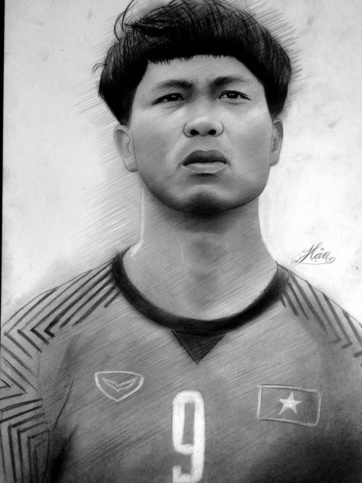 Dù đội tuyển U23 Việt Nam không giành chiến thắng trận bán kết Asiad 2018 trước Hàn Quốc, nhưng Tấn Hậu vẫn dành cả một đêm vẽ chân dung những "anh hùng sân cỏ" để thể hiện niềm tin và tình yêu với họ.