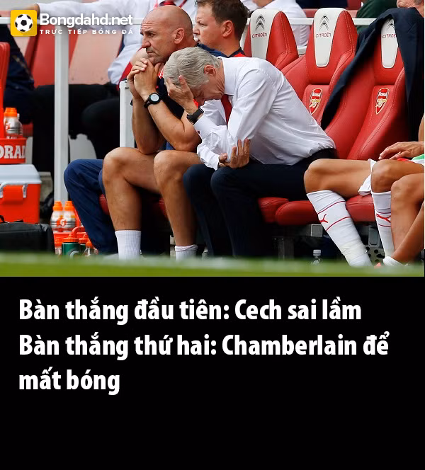 Bàn thua đầu tiên của Arsenal là sai lầm từ thủ thành rất được tin tưởng mùa này là Petr Cech. Còn bàn thứ hai thì là lỗi của Chamberlain khi để mất bóng nguy hiểm.
