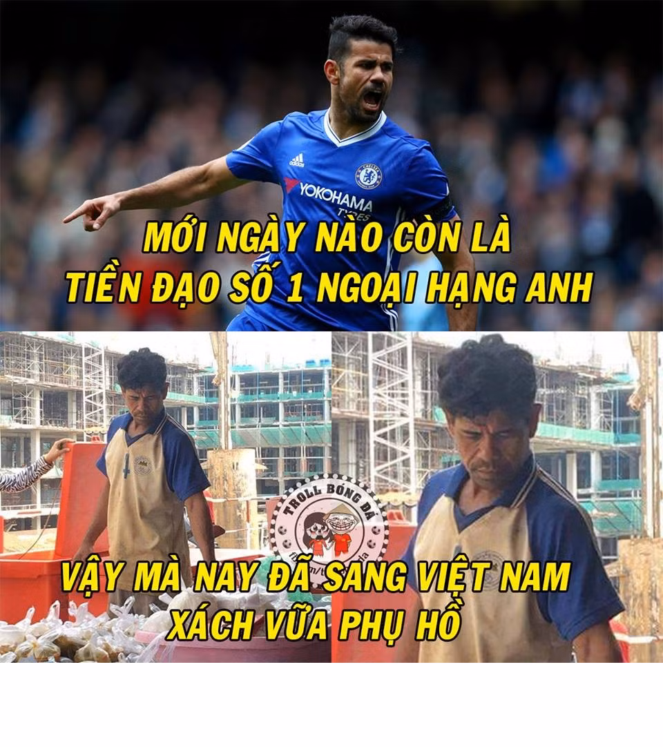 Chợt nhận ra sau khi thất nghiệp tại Chelsea, Costa lại sang Việt Nam làm phụ hồ.