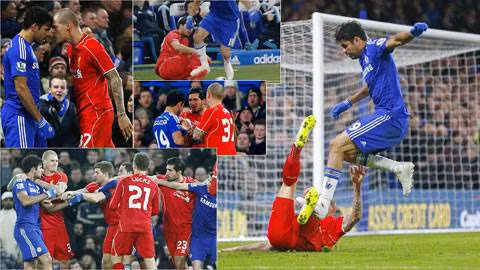 Người lĩnh đòn đau nhất từ những pha chơi xấu của Diego Costa đó chính là trung vệ Martin Skrtel của Liverpool. Trung vệ này ăn chọn cả cú giẫm bằng gầm giầy của tiền đạo người Tây Ban Nha.