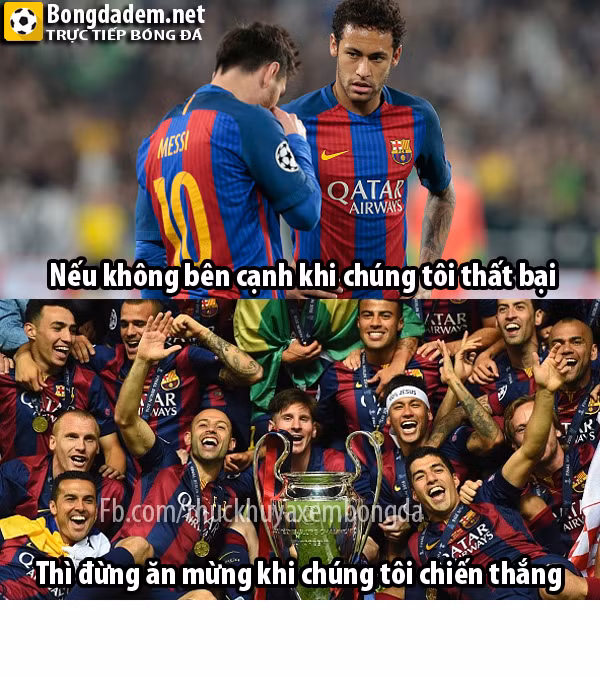 Câu nói muôn thuở của fan Barca khi họ gặp khó khăn. Ảnh: Thức khuya xem bóng đá.