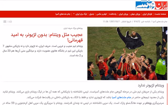 Bao chi Iran noi gi ve doi tuyen Viet Nam truoc khi Asian Cup 2019?