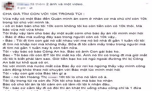 Chỉ còn 10 nghìn đồng trong túi, cha vẫn lặn lội tìm con cả tuần Chi con 10 nghin dong trong tui, cha van lan loi tim con ca tuan